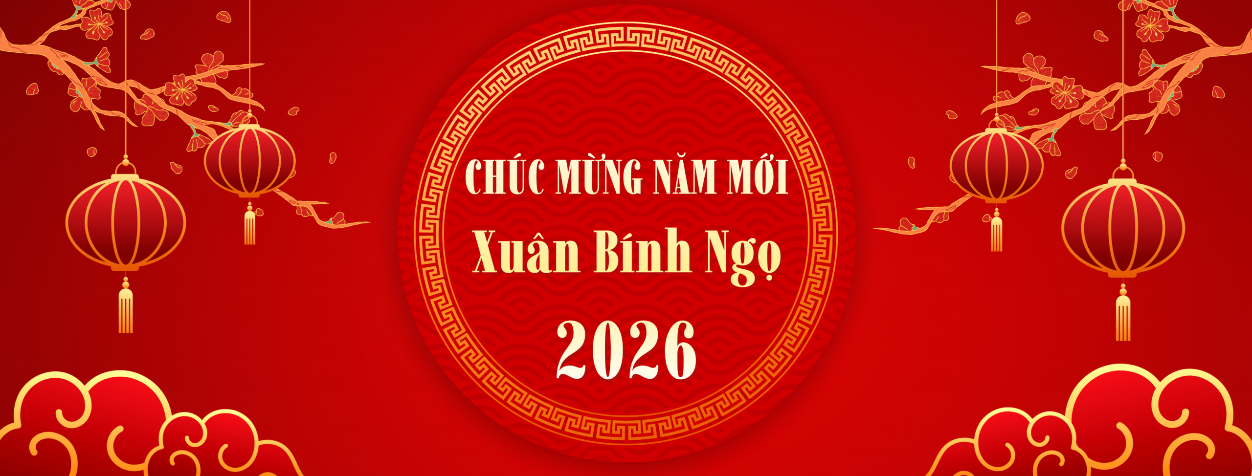 Red and Yellow Illustration Lunar New Year Facebook Cover